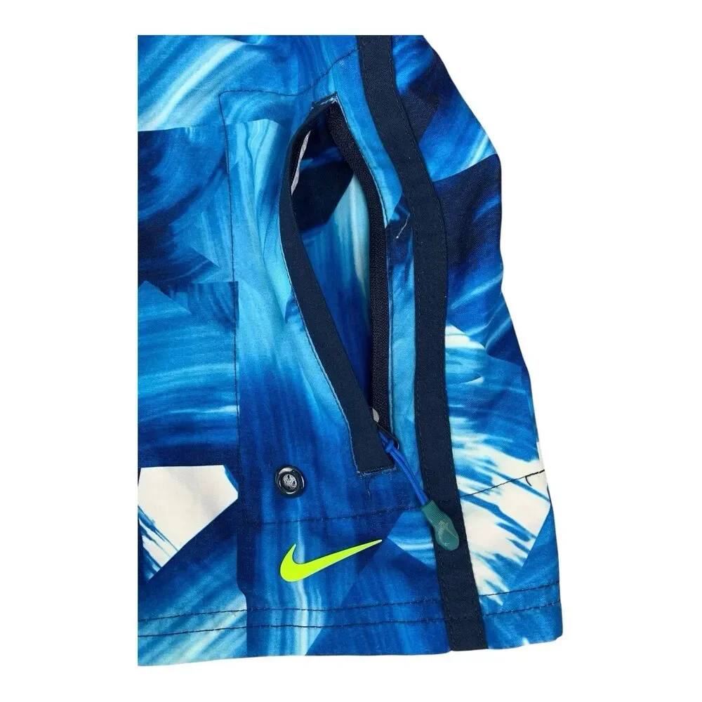 Nike Swim Shorts Men's Size Medium Blue Woven Flow All Over Print Lined Shorts